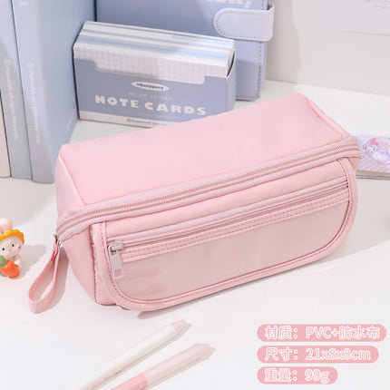 Simple Pencil Case Large Capacity Stationery Box Junior High School Students Macaron Storage Box Comes Storage Bag Small Bag