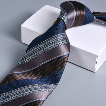 Tie Men's Dress Business Stripe 8cm New Jacquard Hidden Blue Executive Hand Tie Wedding Festive Spot