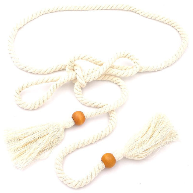 Women's cotton rope waist chain artistic style dress all-match waist chain casual knotted ancient style belt