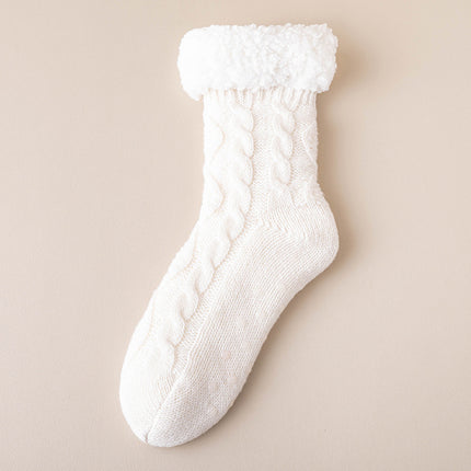 Lamb Velvet Socks Women's Autumn and Winter fleece-lined Thickened Warm Feet Home Sleeping Warm Plush Postpartum Floor Socks