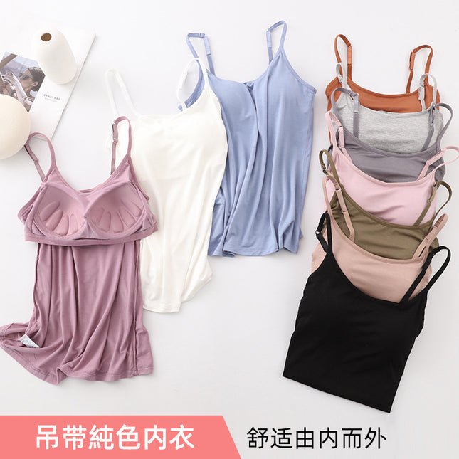 Modal with chest pad Vest Women's condole belt without steel ring BRA-T Cup one-piece slim underwear base shirt wholesale
