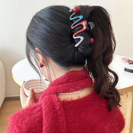 Advanced Sense Color Wave Big Grab Clip Elegant Sweet New Shark Clip Internet Red Back Head Plate Hair Grab Women's Headwear