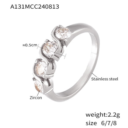 INS Europe and the United States niche inlaid single row zircon ring plating 18k real gold color cold palace wind stainless steel jewelry women