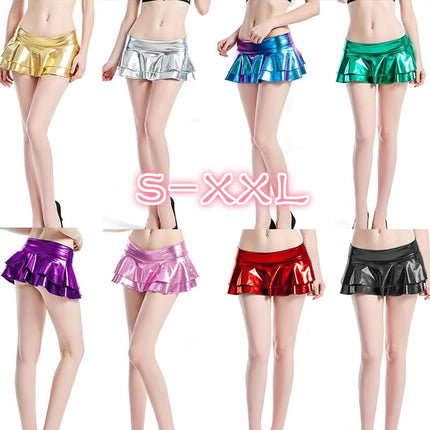European and American women's new shiny patent leather miniskirt costume cross-border e-commerce sexy hot girl mini skirt now