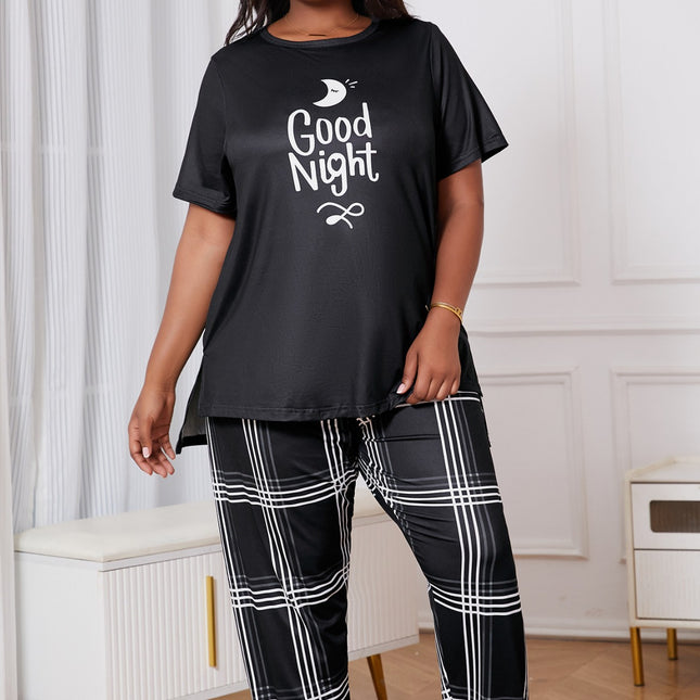 Cross-border foreign trade wholesale plus size pajamas women's summer new loose comfortable printed short sleeve trousers pajamas suit