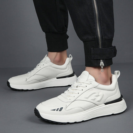 Genuine Leather Sneakers for Men 2026 New Men's Travel Shoes Versatile Casual Running Shoes Thick-Soled Dad Shoes 1679