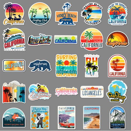 50 California Stickers California Cartoon Outdoor Landscape Travel Waterproof Decorative Hand Account Stickers