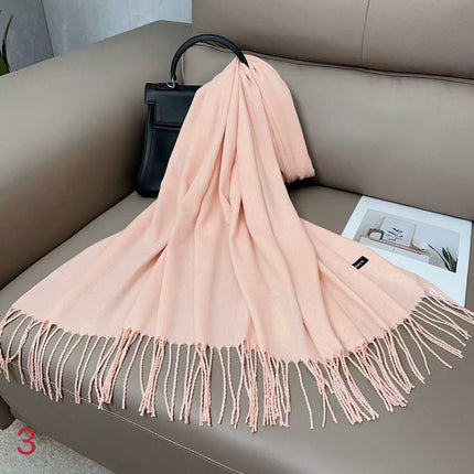 Solid color cashmere scarf women's thin scarf long air conditioning shawl autumn and winter warm Malaysia headscarf wholesale