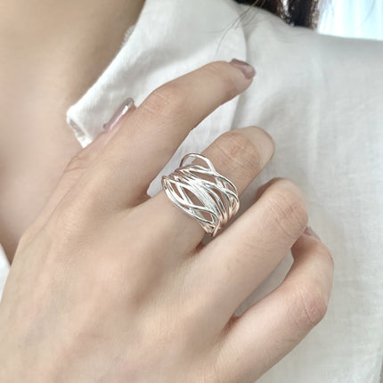 Minimalist Multi-Layered Line Cross Ring for Women, Simple and Unique Geometric Open Ring, Trendy Index Finger Ring