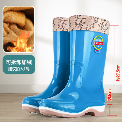Rain Boots Mid-Calf Women's Outdoor Fashionable Water Shoes Non-Slip Waterproof Boots Lightweight Comfortable Rubber Shoes Thickened Wear-Resistant Rain Boots for Women
