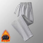 Light gray plus velvet straight pants / M