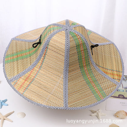 Summer Straw Hats for Men and Women, Foldable Six-Panel Large-Brimmed Sun Hats, Fan Hats, Outdoor Sun Protection Fishing Hats, Breathable and Sun-Protective