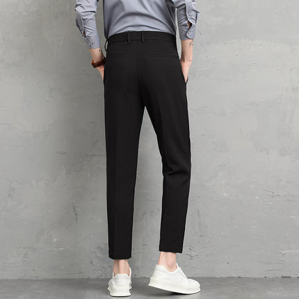 Summer New Men's Casual Trousers Korean Style Small Leg Light Business Men's Trousers Dress Pants Cropped