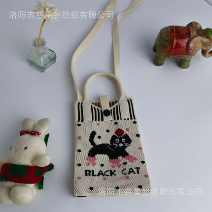 Girl's Heart-Shaped Knitted Crossbody Bag
