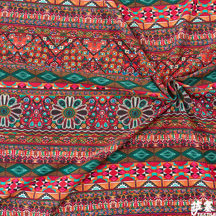 Hemp Cotton Digital Printed Fabric Yunnan Lijiang Retro Bohemian Fabric Hotel Pillow Bar Tablecloth