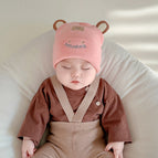 Round Ears Knit Pink Single Hat / 1-12 months 38-46cm