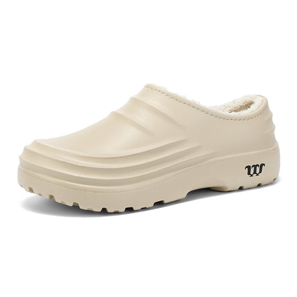 Cross-border Warm Chef Shoes Men's Waterproof Kitchen Shoes One-pedal Cotton Shoes Labor Protection Work Shoes with Patent Appearance