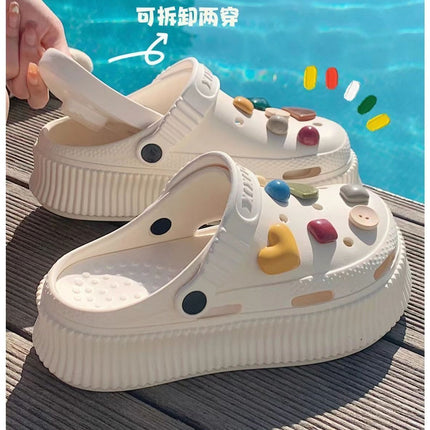 Soft-soled Cave Shoes Women's Middle Pad Removable Outer Wear All-match Non-slip Fashionable Sandals Inner Height-increasing Harajuku-style Sandals