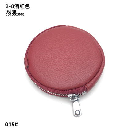 Mini Round Genuine Leather Small Coin Purse Bag Mother's Cowhide Women's Small Children's Zipper Key Coin Earphone Bag