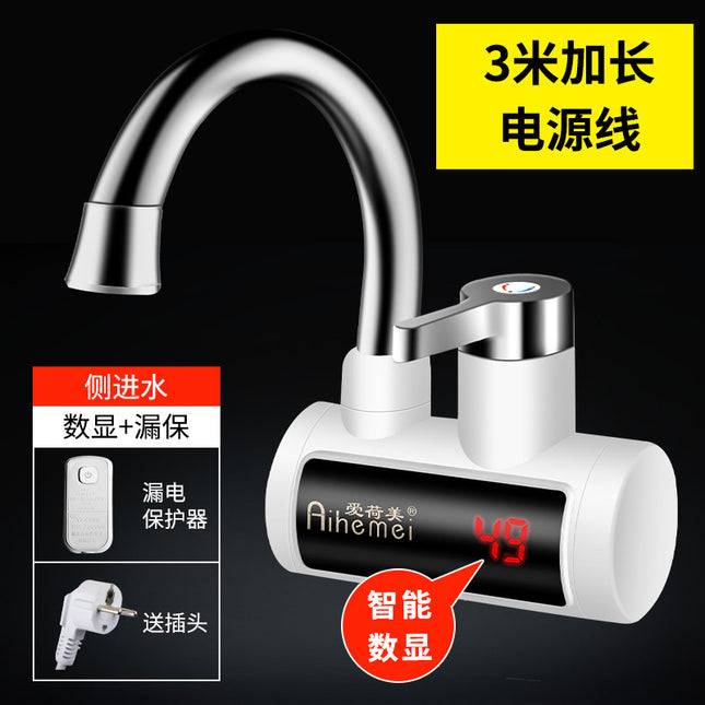 Cross-Border Household Quick-Heating Faucet Instant Electric Hot Water Faucet Hot and Cold Dual-Use Square Screen Kitchen and Bathroom Instant Water Heater Foreign Trade