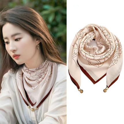 New 65.65 Magnetic Buckle Scarf Women's Square Scarf Winter Lazy Pendant Ins Scarf Scarf Decorative Fashion All-match