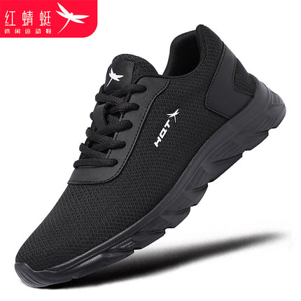 Red Dragonfly Men's Shoes Summer Shoes Casual Sports Mesh Shoes Men's Breathable New Running Summer Deodorant Black