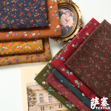 Ethnic Bohemian Fabric Printed Cotton and Linen Small Floral Pastoral Style Clothing Fabric Retro Southeast Asia