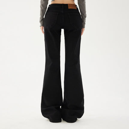 Yc&2-Color American Retro Low-Waist Sexy Flared Pants for Autumn and Winter Micro-Elastic Versatile Slimming Look Jeans for Women