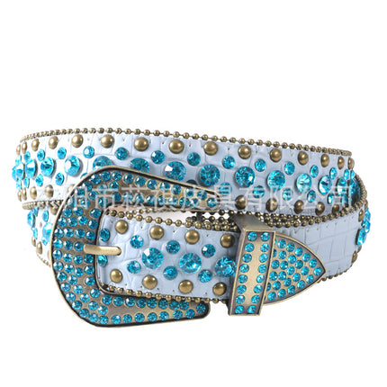 Women's Belt with Rhinestone Inlay Decoration, Versatile for Jeans, Bbsimon Belt Manufacturer Wholesale, Personalized and Trendy
