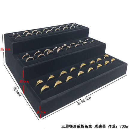Yuanyiro Velvet Jewelry Three-Layer Ring Display Stand Earrings Jewelry Display Storage Silver Jewelry Thin Bracelet Tray