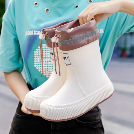 Cross-Border 2024 New Version of Rain Boots for Women, Fashionable and Versatile Rain Boots, Waterproof, Non-Slip, Comfortable and Wear-Resistant, Women's Water Shoes for Camping