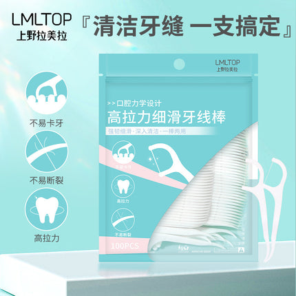 Lmltop 100 Dental Floss Sticks, Polymer Fine Smooth Dental Floss Sticks, Disposable Toothpicks, Fine Dental Floss Wholesale Sy001