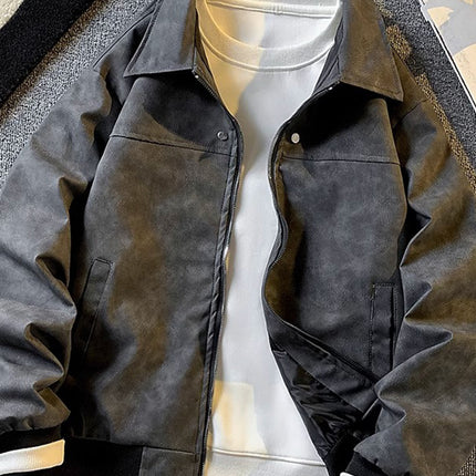 American retro distressed short leather jacket men's spring and autumn high-end suede jacket home figure# AA16