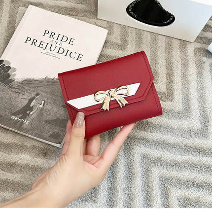 Foreign Trade Wholesale Women's Color-Blocked Bowknot Multi-Card Slot Coin Purse 2025 Korean Style Summer and Autumn New Mini Wallet