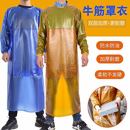 Beef tendon thickened long-sleeved overcoat waterproof oil-proof wear-resistant acid and alkali-resistant apron slaughter house Stone reverse dressing