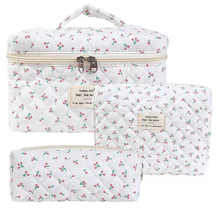 2025 Small Fresh and Cute Cotton Cosmetic Bag Niche Portable Toiletry Cosmetics Bag Floral Ins Cute Box Bag Box