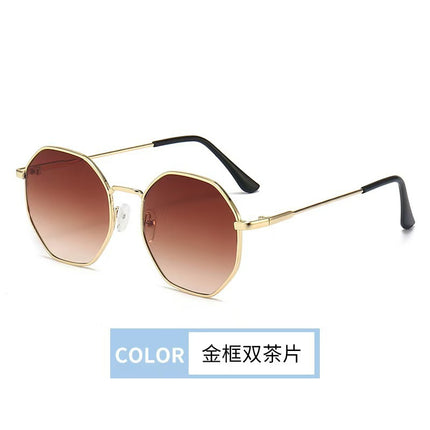 Fashion Retro Full-Frame Sunglasses Metal Frame Trendy Sunglasses for Men and Women Travel Street Photography Sunshade Glasses