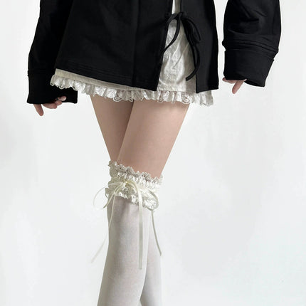 Pure Cotton Lolita Wide Lace Ribbon Gentle Town Sweet Pure Desire Women's Spring Bow Mid-Calf Socks Lolita Socks