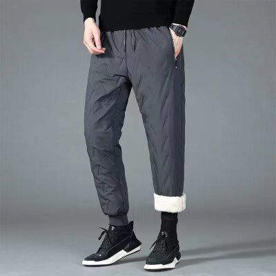 Lamb Down Pants Men's plus size Casual Pants Winter Windproof fleece-lined Thick Cold-resistant Warm Pants for Women