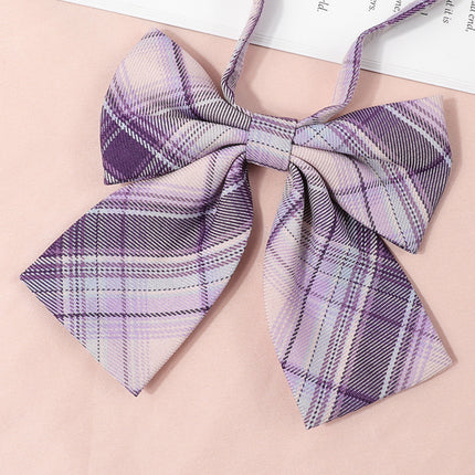jk Japanese Style Plaid Women's Collar Flower Black Tie Collar String College Style Ribbon Bow Shirt ins Sailor Suit