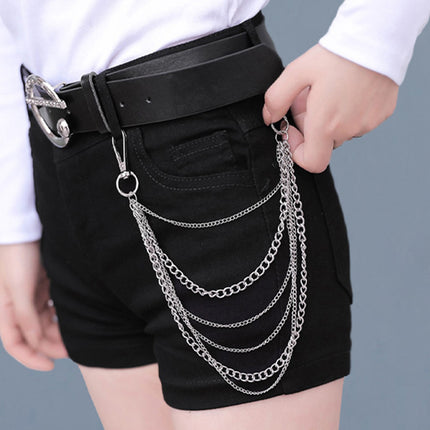 Black Shorts for Women, New Korean Style, Tassel Chain Metal Hot Pants, Mid-Waist Slim Fit, Fashionable Straight-Leg Pants
