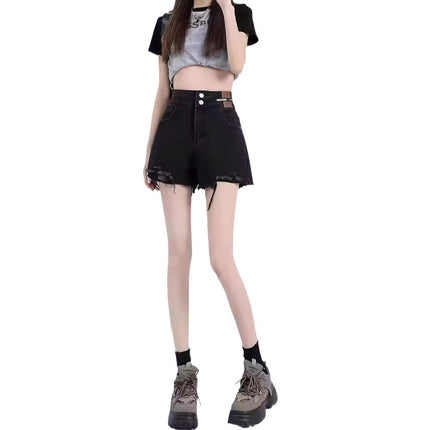 Pants A- line Pants Jeans Women's 2024 Summer New Hot Girl Design Sense Drawstring Hot Pants Super Shorts