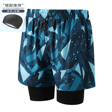 Anti-Embarrassment Men's Swimming Trunks Set Sun Protection Boys Swimming Equipment Swimming Trunks Loose Large Size Beach Trunks Swimming Trunks