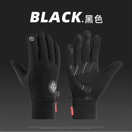 2025 Cross-Border Autumn and Winter Sports Velvet Windproof and Warm Men's and Women's Non-Slip Touch Screen Water-Repellent Cycling Cold-Proof Gloves