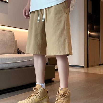 khaki Cotton Tooling Shorts Men's 2025 Summer Casual Straight Pants Men's Loose Sports Pants