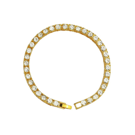 Cross-Border Hip-Hop Single-Row Alloy Tennis Chain 3Mm4Mm5Mm Diamond-Encrusted Bracelet Tennis Chain Hip-Hop Chain