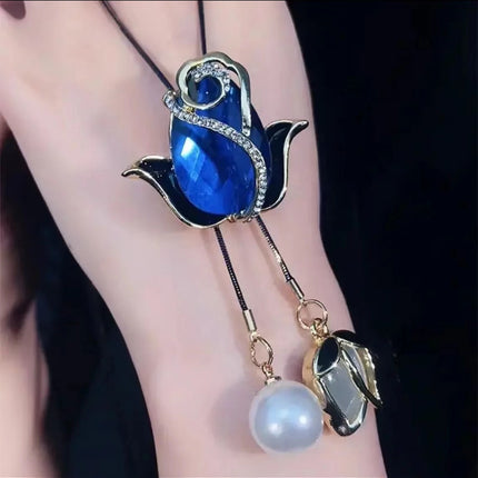 Cross-Border European and American Style Sweater Chain Women's Long Necklace Light Luxury Versatile Autumn and Winter Tulip Decoration Wholesale Chain