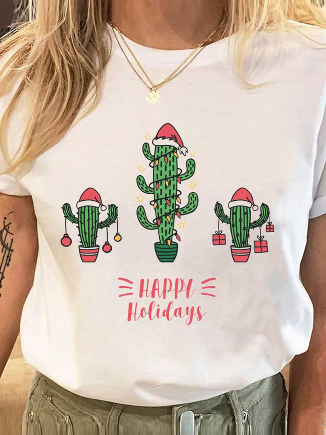 Wholesale ladies blouse supply Christmas happy fashion cartoon bottoming shirt clothes