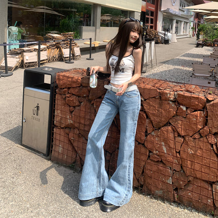 Stretch Retro Hot Girl Low-Waist Bootcut Jeans for Women in Autumn and Winter New Slimming Look Slimming Look Floor-Length Flared Pants for Women