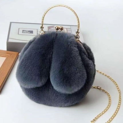 Wholesale new cute exquisite rabbit ears plush chain bag mobile phone bag shoulder messenger bag all-match foreign style women